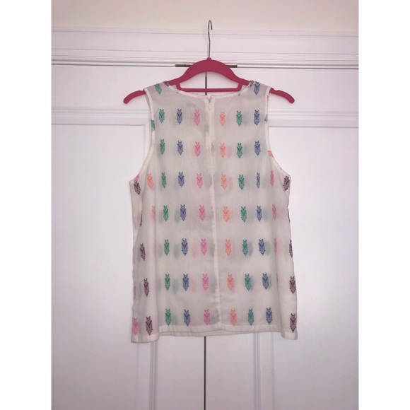 J. Crew Arrow Tank Top White/Multicolor - Picture 2 of 3